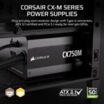 Corsair CX750M ATX 3.1 Bronze Semi Modular Smps - Image 3